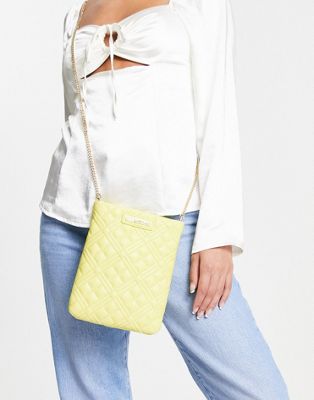 Love Moschino quilted cross body bag with chain strap in yellow