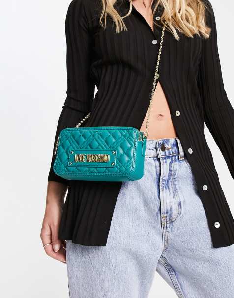 ASOS DESIGN clean elongated camera crossbody bag in green