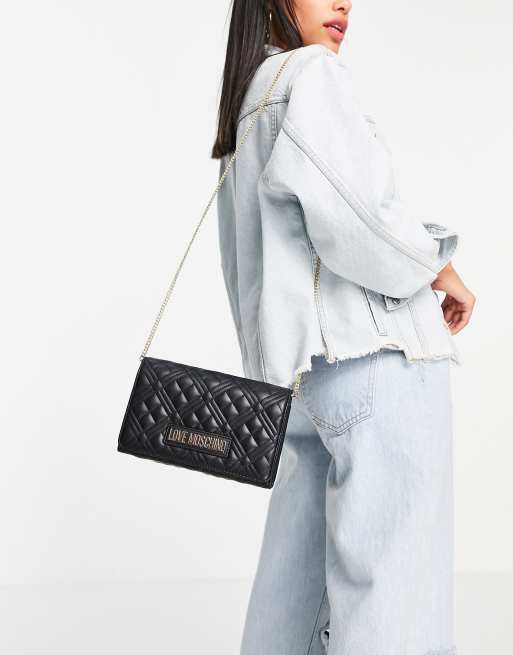 Love Moschino quilted crossbody bag in black ASOS