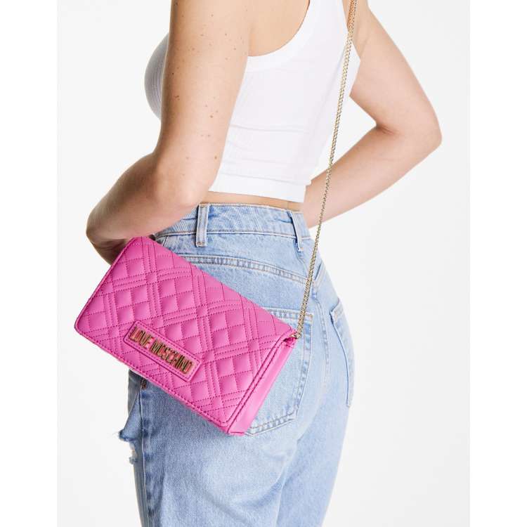 Love Moschino quilted crossbody bag in bright pink