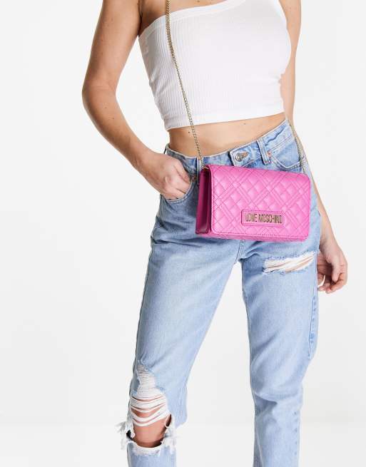 Love Moschino quilted crossbody bag in bright pink ASOS