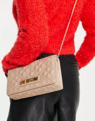 Love Moschino quilted crossbody bag in cream