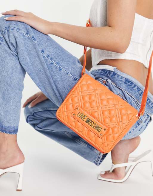 Love Moschino quilted crossbody bag in orange ASOS