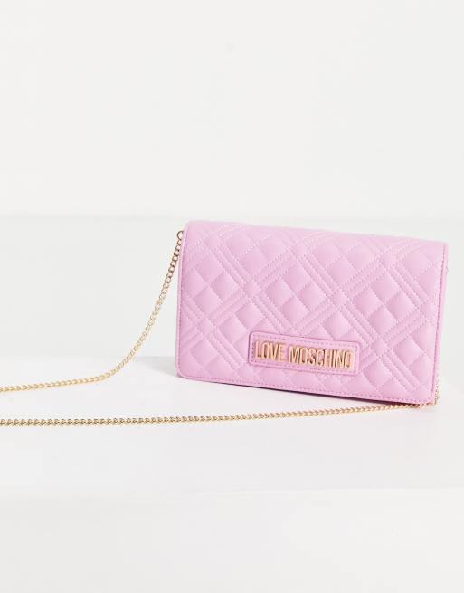 Moschino Mini Quilted Crossbody Bag in Pink