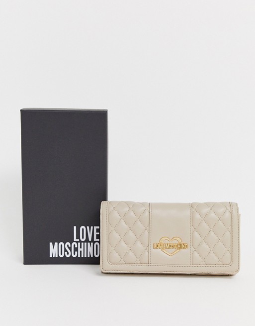 Love Moschino quilted faux leather large zip Purse