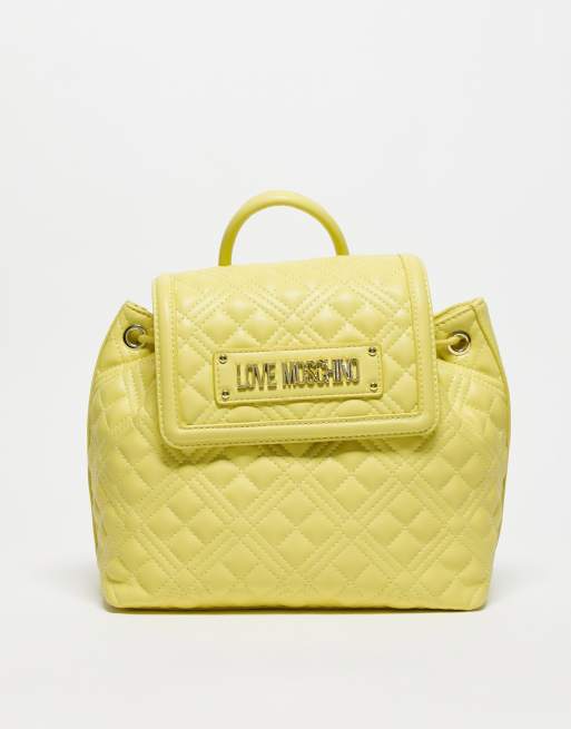 Love Moschino quilted flap over backpack in yellow | ASOS display picture 1