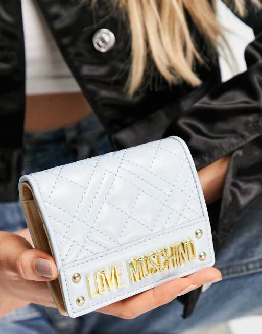 Love Moschino quilted flap wallet in blue