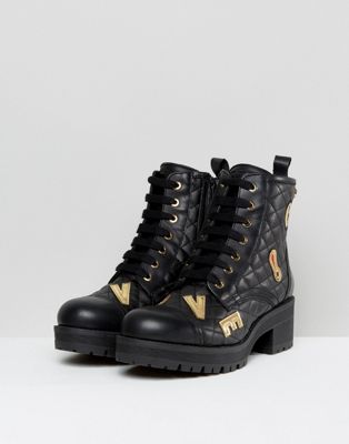 moschino lace up boots