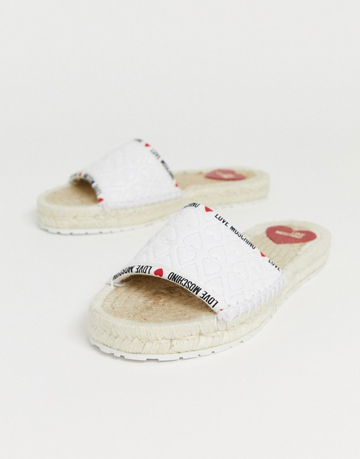 Love Moschino quilted heart espadrilles in white