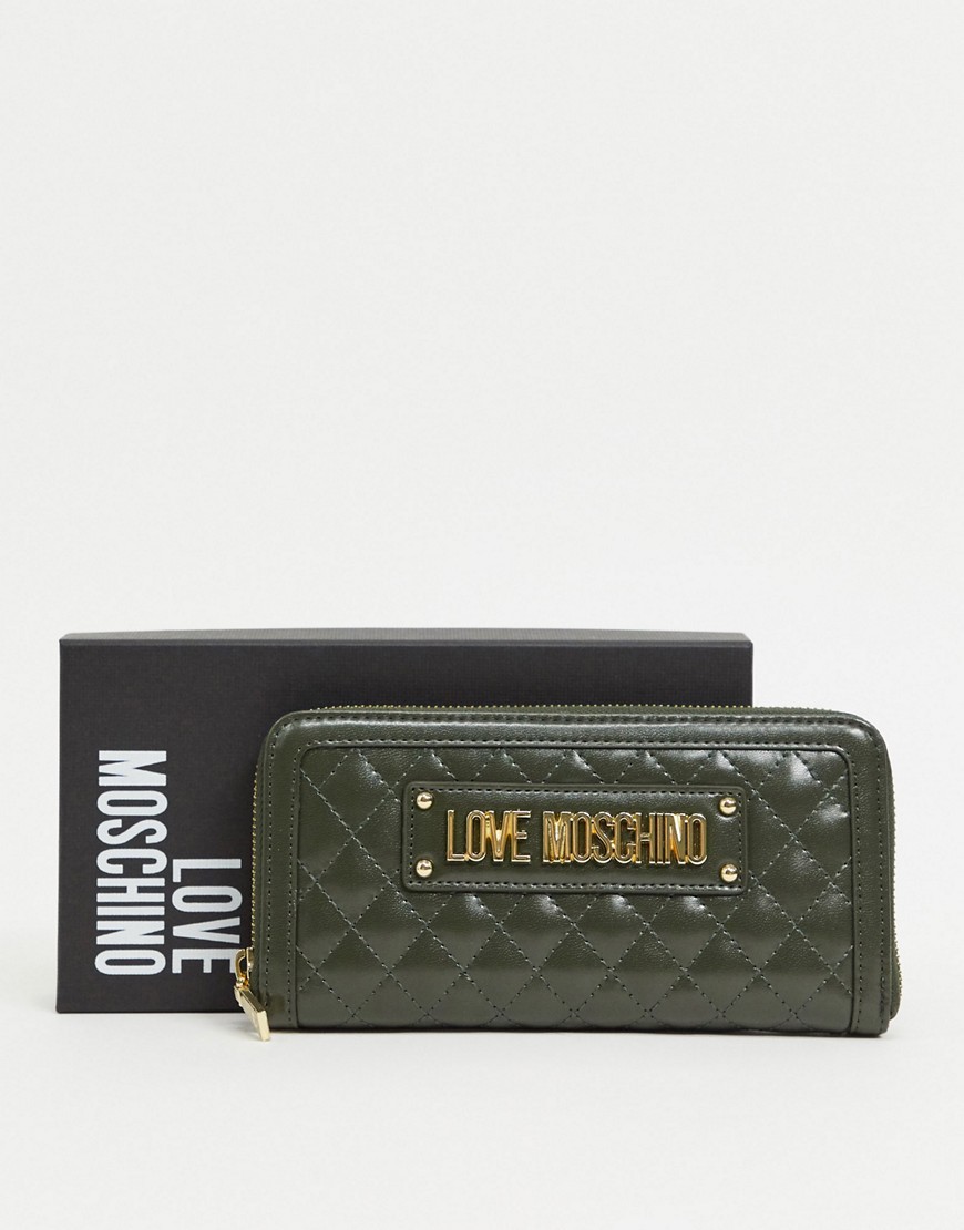 Love Moschino quilted large purse in dark green