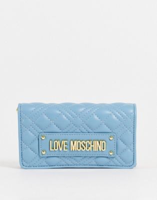 Love Moschino quilted logo purse in light blue