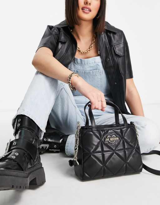 Love Moschino quilted mini crossbody bag in black