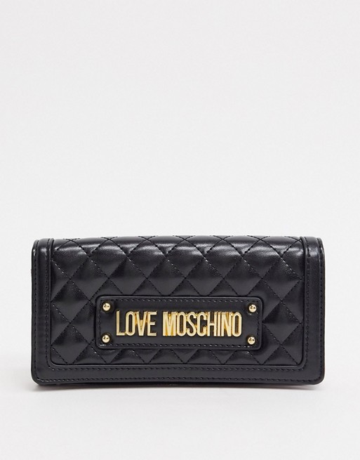 Love Moschino quilted purse with chain strap in black