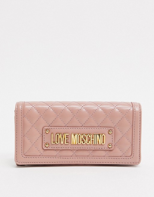 Love Moschino quilted purse with chain strap in pink