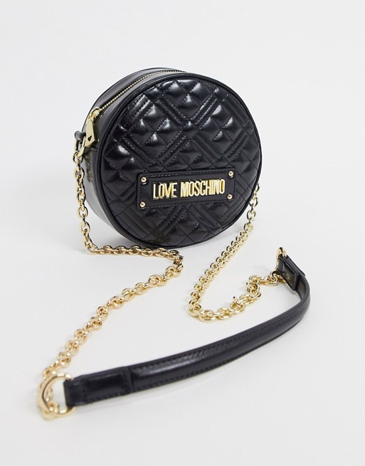 Love Moschino quilted round bag in black