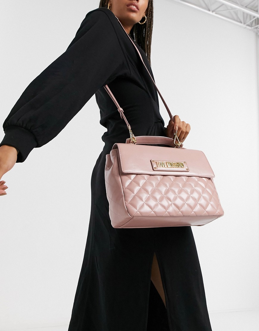 Love Moschino Quilted Satchel Bag In Light Pink