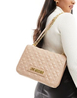 Love Moschino quilted shoulder bag in beige - ASOS Price Checker