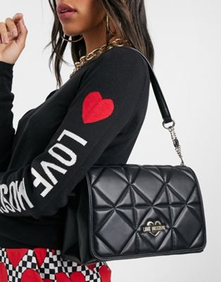 Love Moschino quilted shoulder bag in black | ASOS