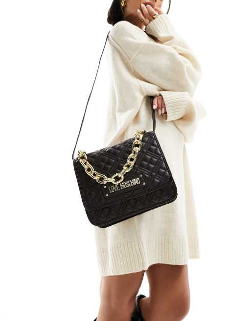 Love Moschino quilted shoulder bag in black