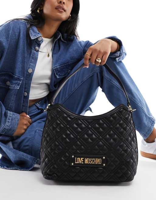 Love Moschino quilted shoulder bag in black