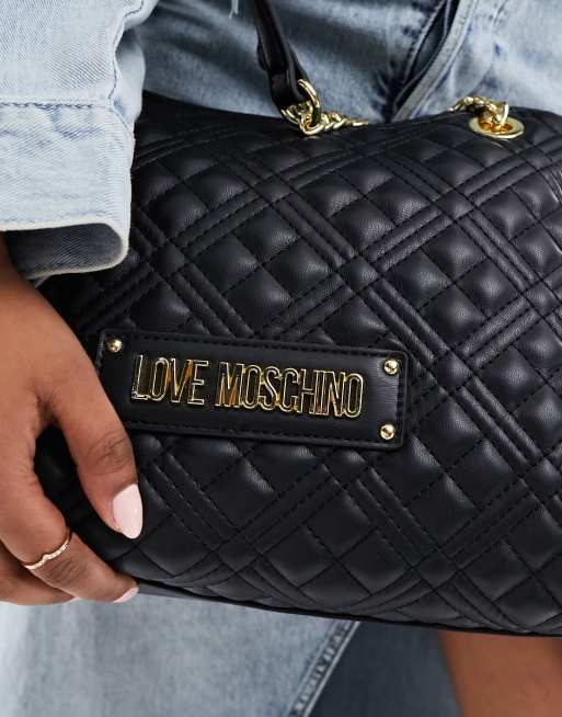 Love Moschino quilted shoulder bag in black ASOS