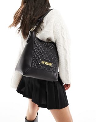 Love Moschino quilted shoulder bag in black
