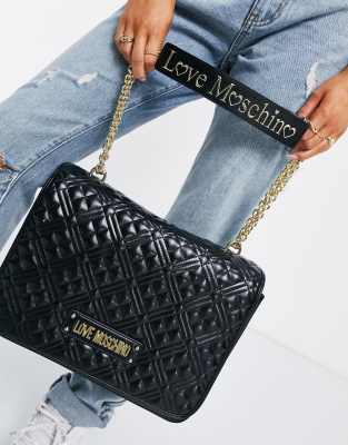 love moschino croc logo shoulder bag