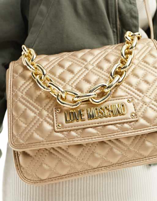 Love Moschino quilted shoulder bag in gold ASOS