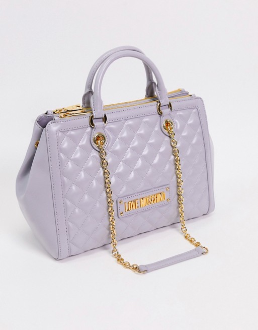 Love Moschino quilted shoulder bag in grey