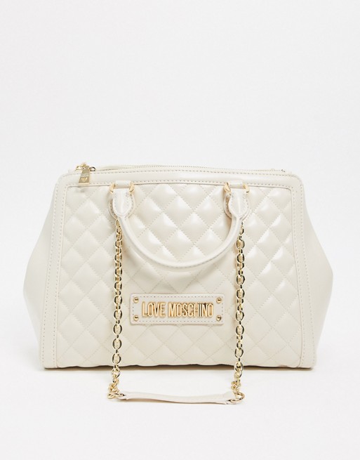 Love Moschino quilted shoulder bag in ivory