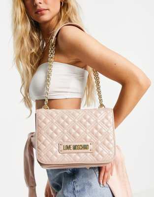 pink quilted moschino bag