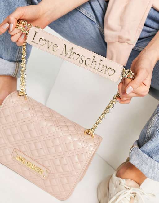 Pink quilted store moschino bag