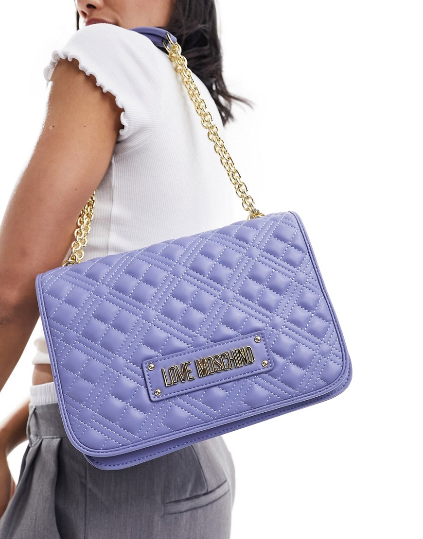 Love Moschino quilted shoulder bag in purple-Blue