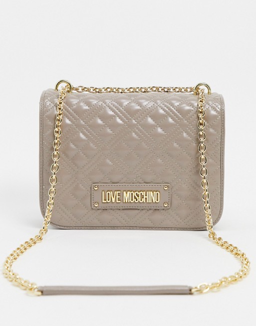 Love Moschino quilted shoulder bag in taupe