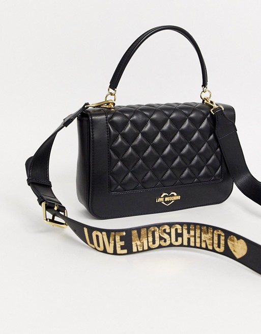 Love Moschino quilted shoulder bag with logo strap