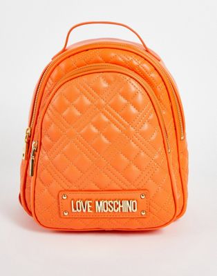 Love Moschino quilted top handle backpack in orange