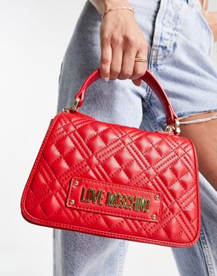 Love Moschino quilted top handle bag in red
