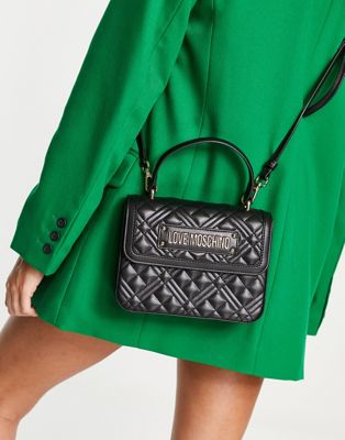 Love Moschino quilted top handle tote bag in black