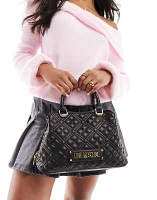 Love Moschino quilted top handle 2-in-1 tote bag in black