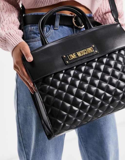 Love Moschino quilted tote bag in black ASOS