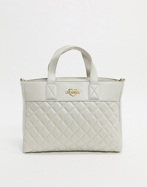 Love Moschino quilted tote bag in ivory