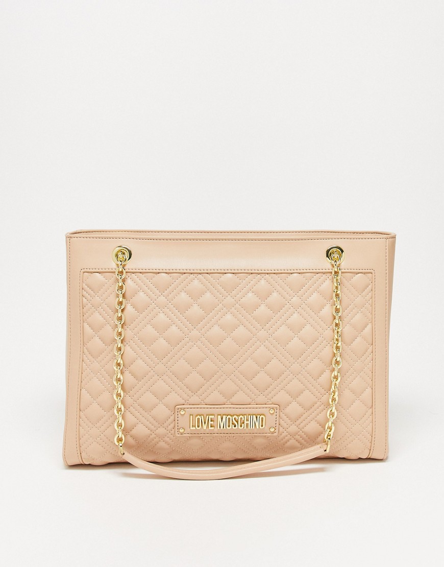 Love Moschino Quilted Tote Bag In Pink