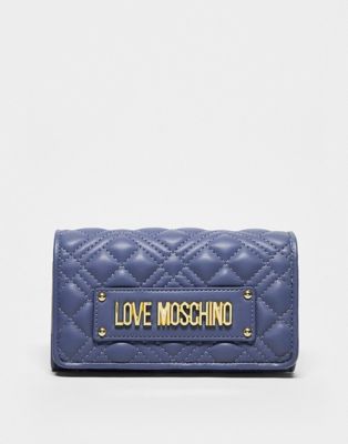 Love Moschino quilted wallet in blue - ASOS Price Checker