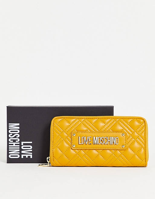 Bags & Purses Love Moschino quilted wallet in mustard 