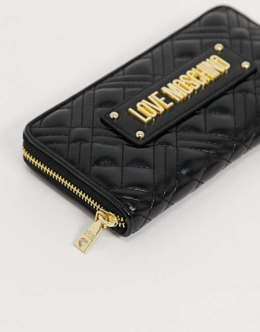 Love Moschino quilted zip around purse in black ASOS