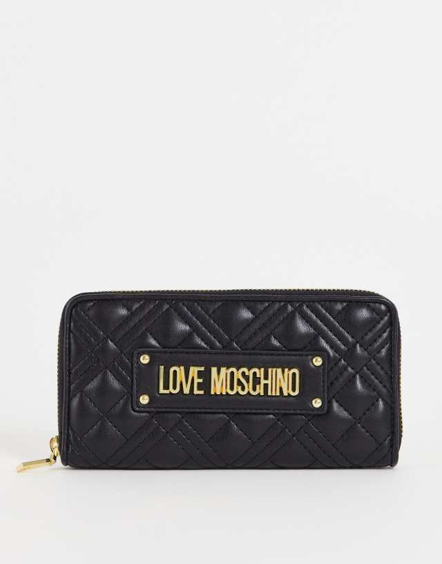 Love Moschino quilted zip around purse in black