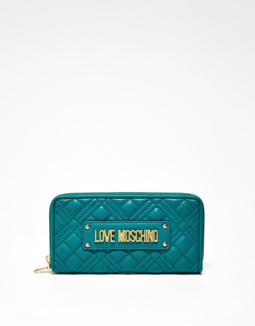 Love Moschino quilted zip around purse in green