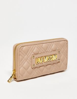 Love Moschino quilted zip around purse in pink