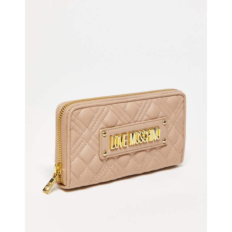 Love Moschino quilted zip around wallet in pink