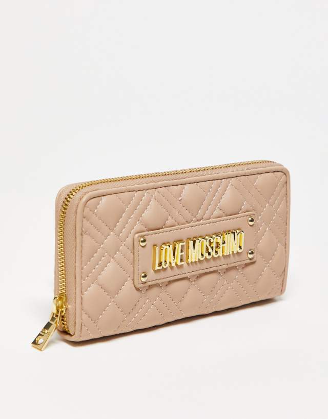 Love Moschino quilted zip around wallet in pink